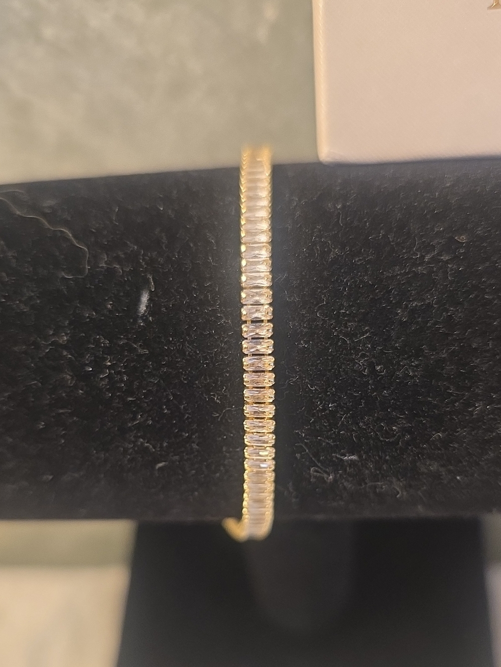 Minddha 14k Gold Plated Cubic Zirconia Tennis Bracelet 6-8in New